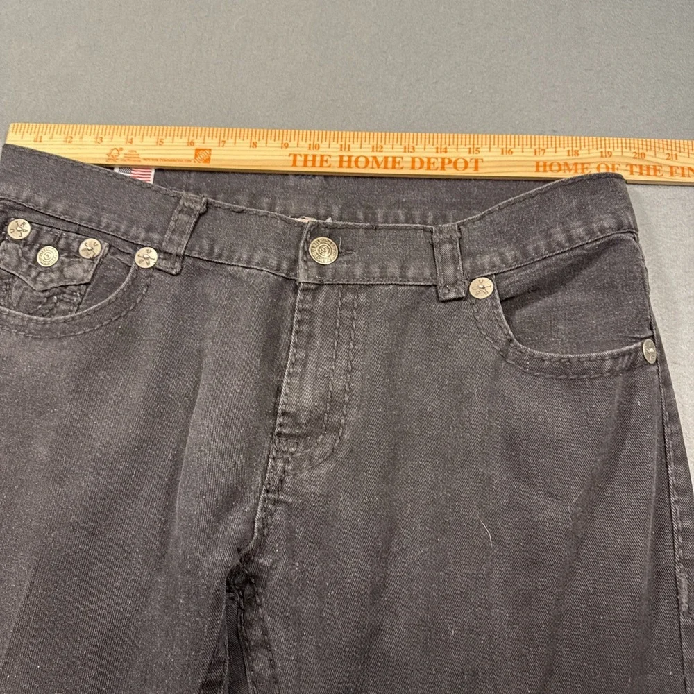 JEANS STRAIGHT True Religion Ricky  Mens 40x30 Relaxed  Black Flap Pockets Denim